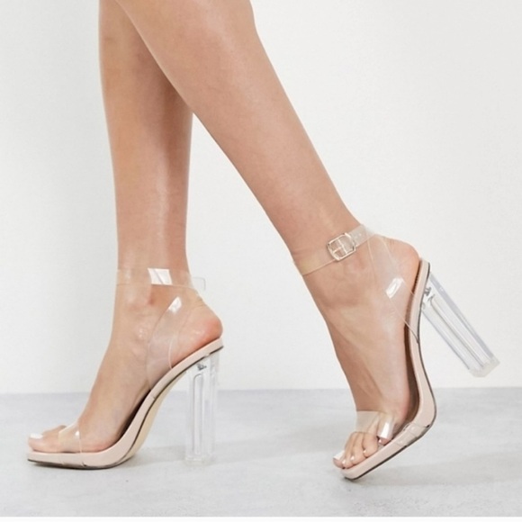 Tony Bianco  Kiki Heel in Clear Vynalite & Blush Size 8.5 - Picture 1 of 12